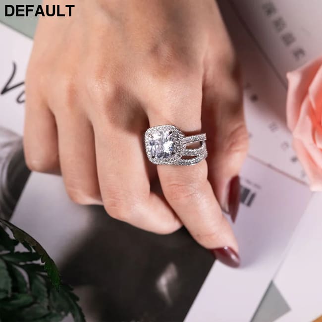 vintage 925 Sterling silver wedding rings for Women Luxury Simulated Diamond engagement Rings set 3 in bridal jewelry