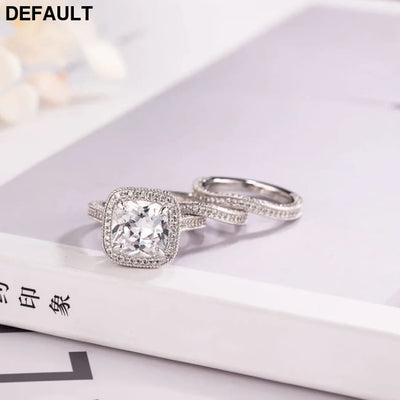 vintage 925 Sterling silver wedding rings for Women Luxury Simulated Diamond engagement Rings set 3 in bridal jewelry