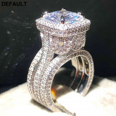 vintage 925 Sterling silver wedding rings for Women Luxury Simulated Diamond engagement Rings set 3 in bridal jewelry