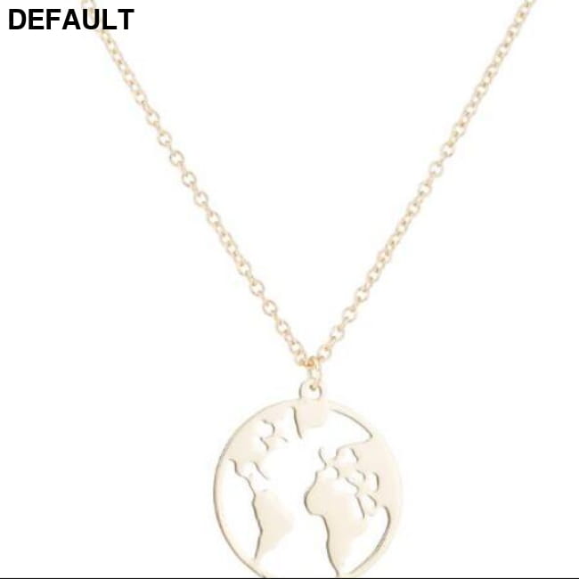 Vintage Origami World Map Necklace Women Geometric Gold-color Sterling Silver Necklaces