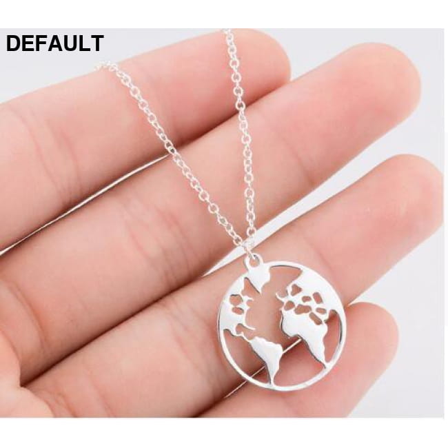Vintage Origami World Map Necklace Women Geometric Silver Plated Sterling Necklaces