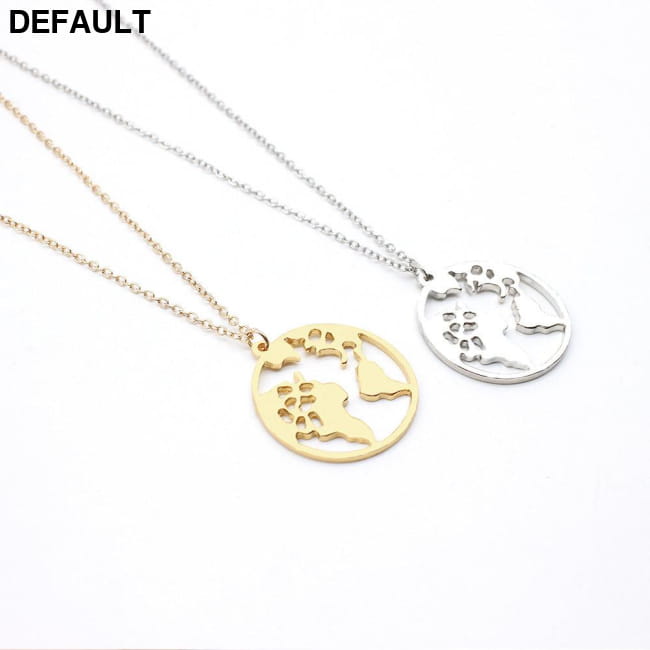 Vintage Origami World Map Necklace Women Geometric Sterling Silver Necklaces