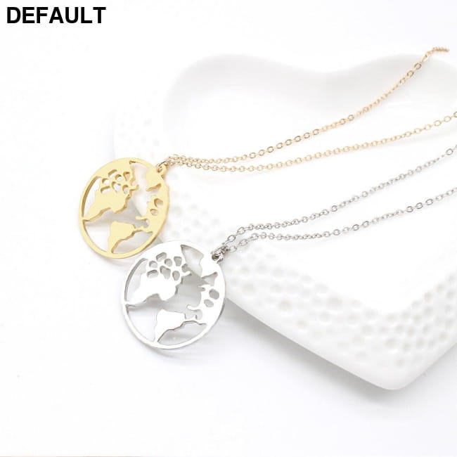 Vintage Origami World Map Necklace Women Geometric Sterling Silver Necklaces