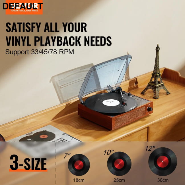 Vinyl Record Player 3-Speed Belt Driven Turntable Home Theater Systems Turntables & Players