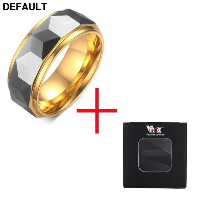 VNOX 100% Tungsten Men Ring Wedding Male Jewelry Gold Color 7 / free gift box Rings