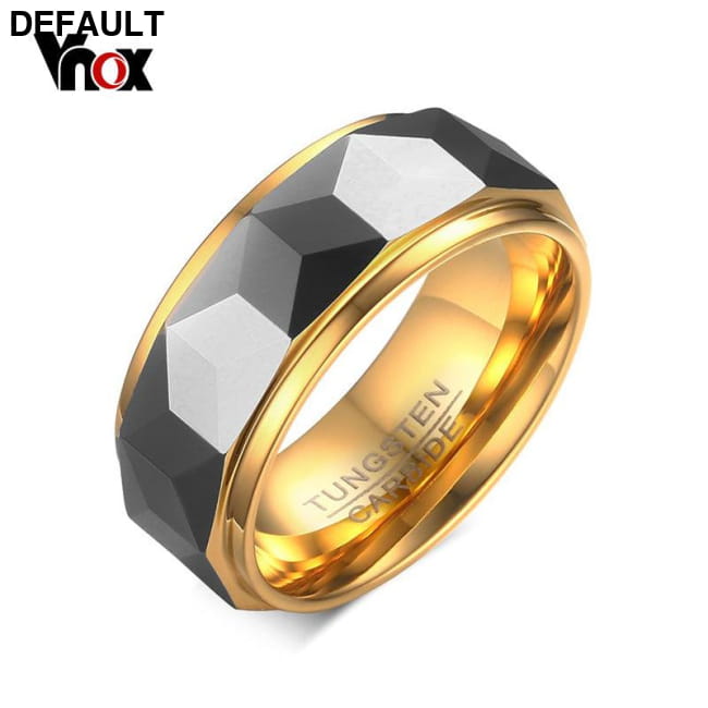 VNOX 100% Tungsten Men Ring Wedding Male Jewelry Gold Color Rings
