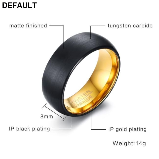VNOX 8mm Black Matt Surface Tungsten Rings for Men
