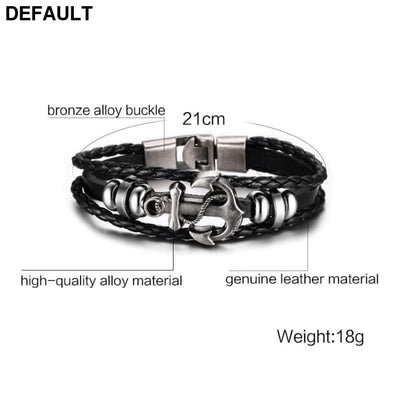Vnox Anchor Bracelet Black Braided Leather Charm Men Jewelry Bracelets