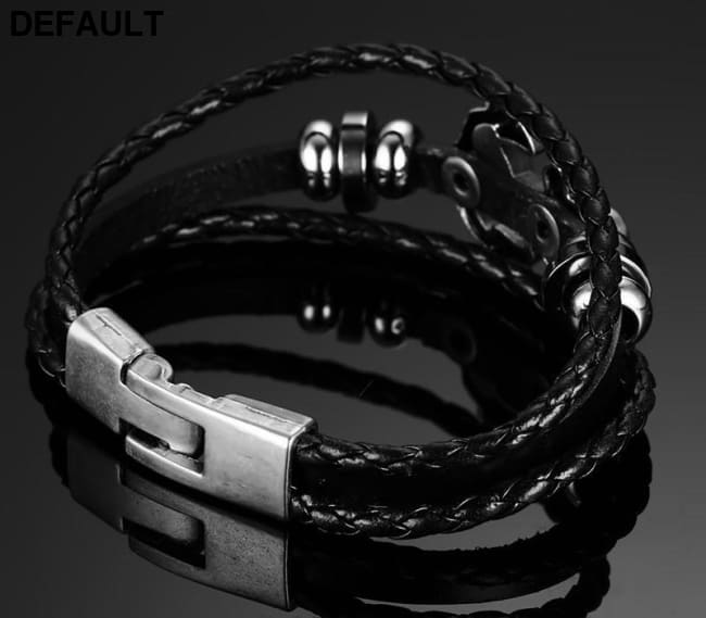 Vnox Anchor Bracelet Black Braided Leather Charm Men Jewelry Bracelets