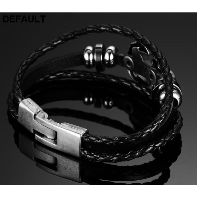 Vnox Anchor Bracelet Black Braided Leather Charm Men Jewelry Bracelets