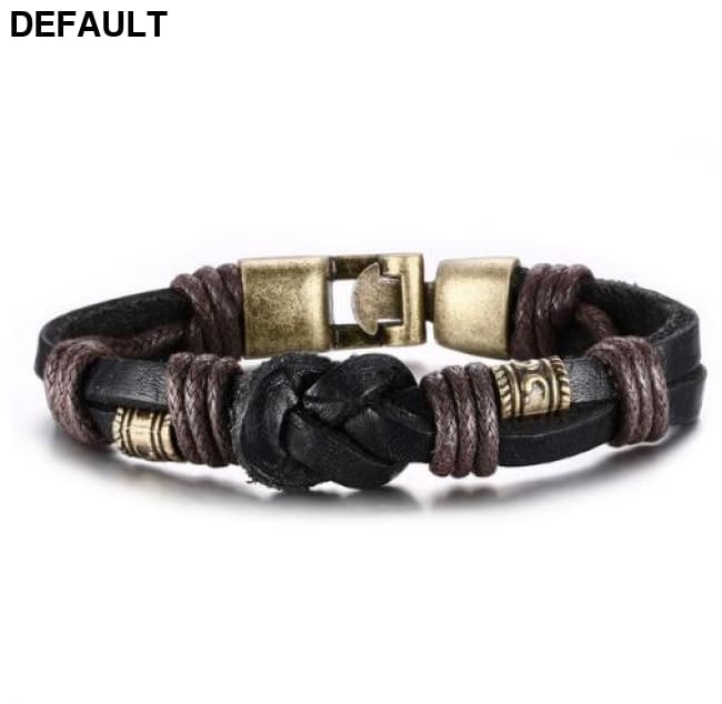 Vnox Leather Bracelet Bronze alloy Buckle Easy Hook For Men black leather Bracelets