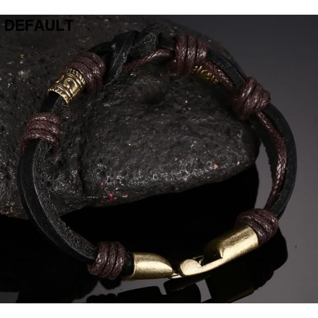 Vnox Leather Bracelet Bronze alloy Buckle Easy Hook For Men Bracelets