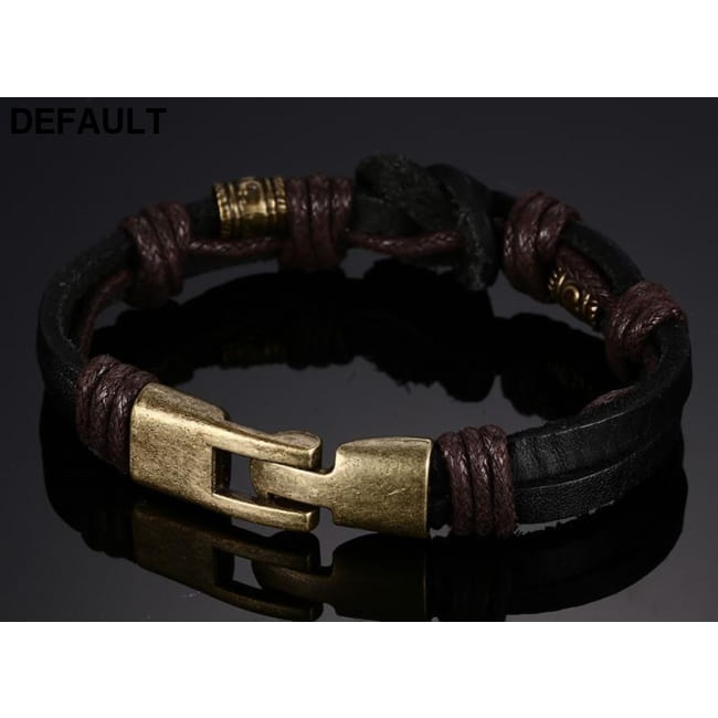 Vnox Leather Bracelet Bronze alloy Buckle Easy Hook For Men Bracelets