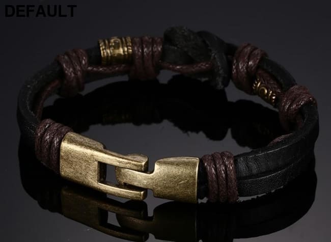 Vnox Leather Bracelet Bronze alloy Buckle Easy Hook For Men Bracelets