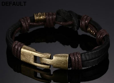 Vnox Leather Bracelet Bronze alloy Buckle Easy Hook For Men Bracelets
