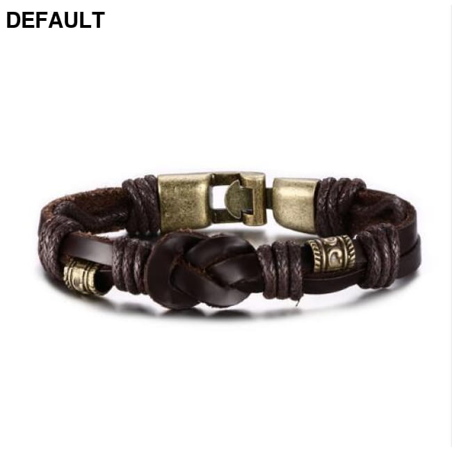 Vnox Leather Bracelet Bronze alloy Buckle Easy Hook For Men Bracelets