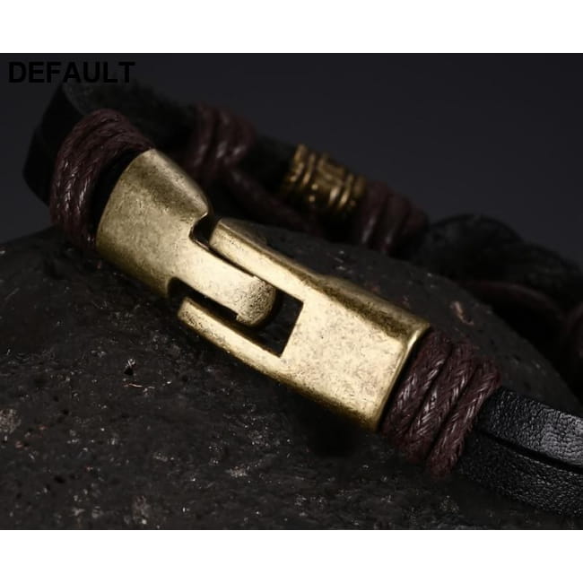 Vnox Leather Bracelet Bronze alloy Buckle Easy Hook For Men Bracelets