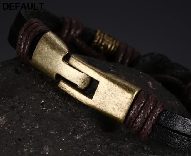 Vnox Leather Bracelet Bronze alloy Buckle Easy Hook For Men Bracelets