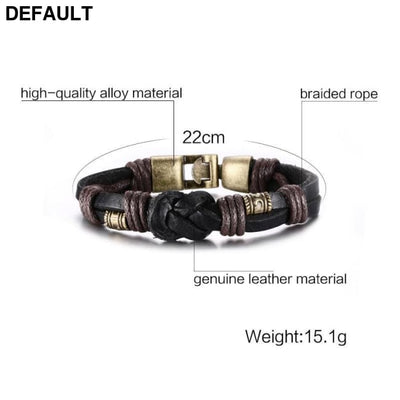 Vnox Leather Bracelet Bronze alloy Buckle Easy Hook For Men Bracelets