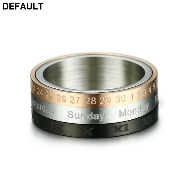 Vnox Rotatable 3 Part Roman Numerals Ring Men Jewelry Rings