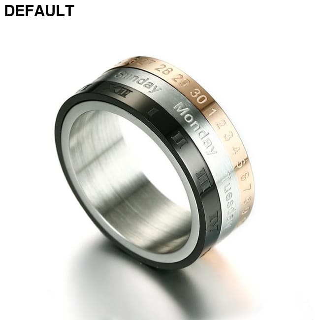 Vnox Rotatable 3 Part Roman Numerals Ring Men Jewelry size 8 Rings