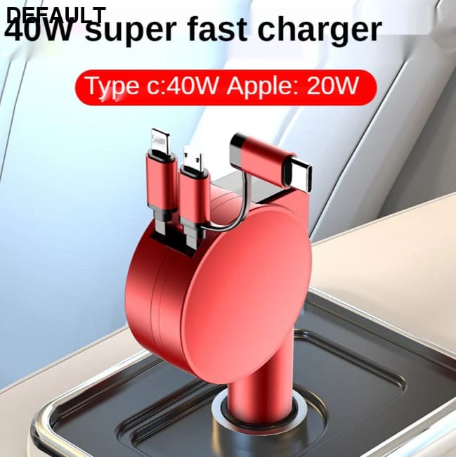 Vogek 3-in-1 Car Charger 60W Super Fast Charging for iPhone Xiaomi Huawei Samsung with Telescopic Cables and Adapters