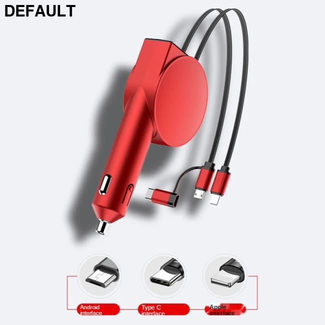 Vogek 3-in-1 Car Charger 60W Super Fast Charging for iPhone Xiaomi Huawei Samsung with Telescopic Cables and Adapters