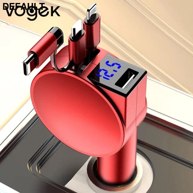 Vogek 3-in-1 Car Charger 60W Super Fast Charging for iPhone Xiaomi Huawei Samsung with Telescopic Cables and Adapters