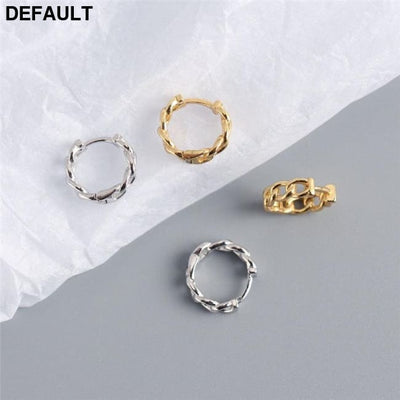 WANTME Real 100% 925 Sterling Silver Punk Hip-Hop Cuba Chain Gothic Studs Earrings for Fashion Women Jewelry