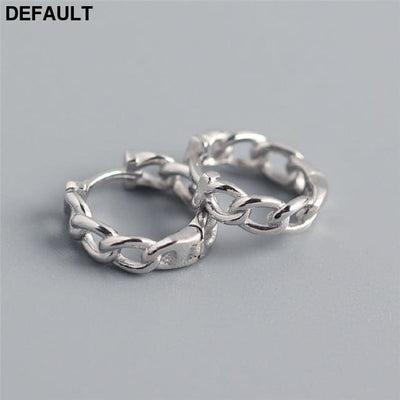 WANTME Real 100% 925 Sterling Silver Punk Hip-Hop Cuba Chain Gothic Studs Earrings for Fashion Women Jewelry