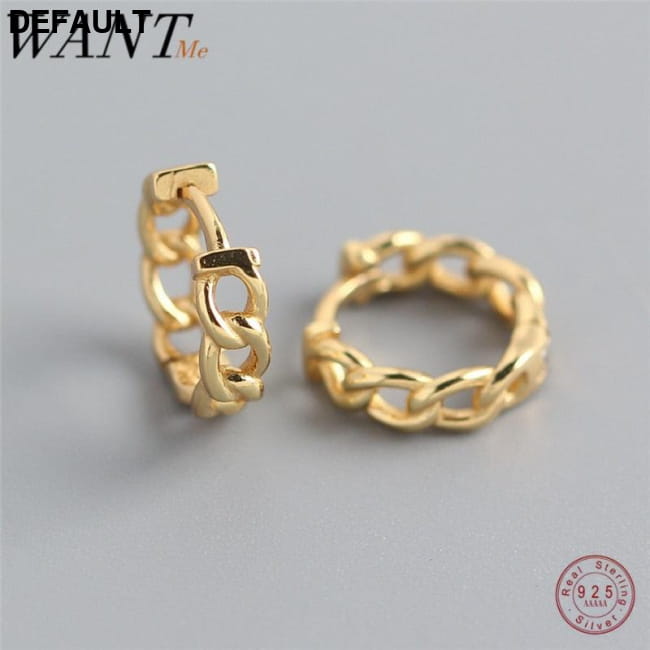 WANTME Real 100% 925 Sterling Silver Punk Hip-Hop Cuba Earrings Bracelets