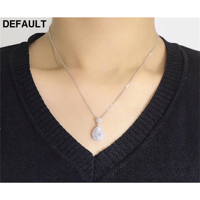 Water Drop Diamond Pendant Real 925 Sterling Silver Charm Necklaces