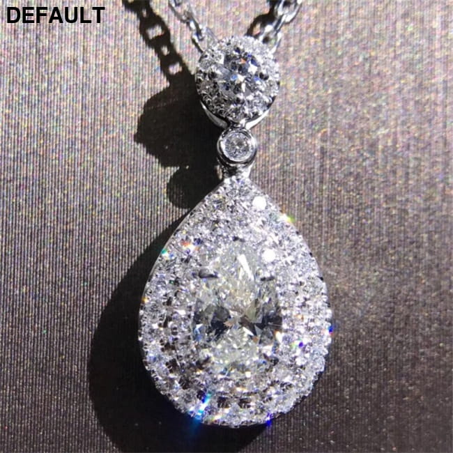 Water Drop Diamond Pendant Real 925 Sterling Silver Charm Necklaces