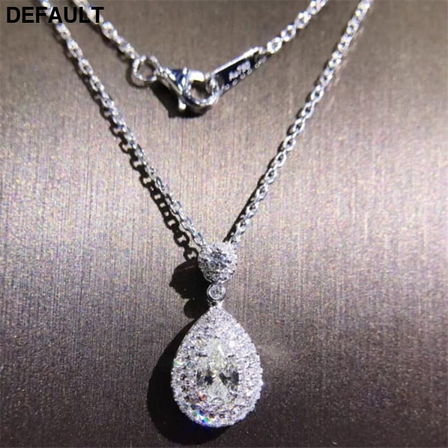 Water Drop Diamond Pendant Real 925 Sterling Silver Charm Style 1 Necklaces