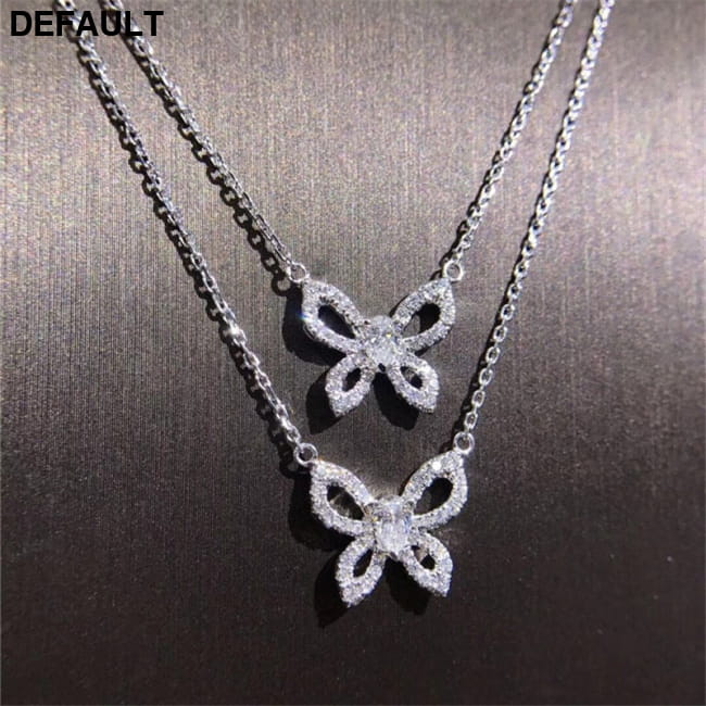 Water Drop Diamond Pendant Real 925 Sterling Silver Charm Style 2 Necklaces