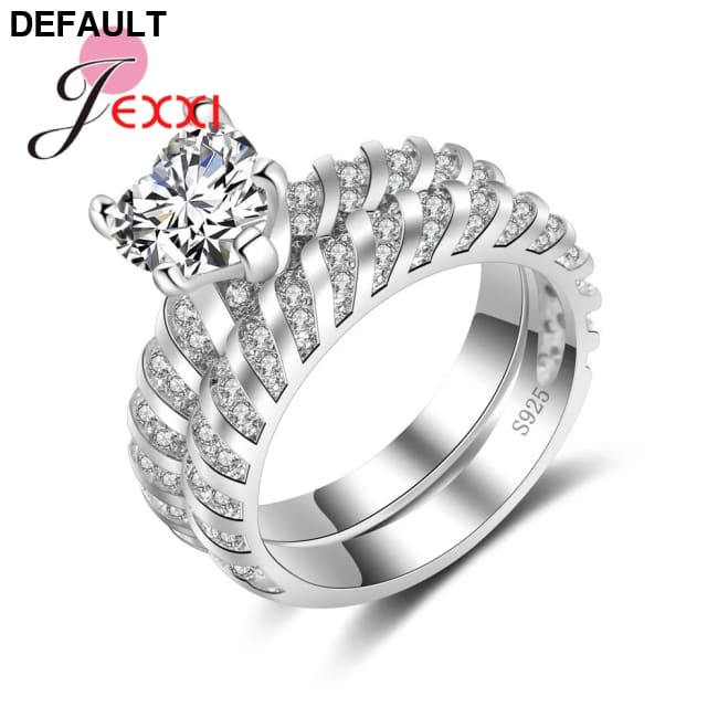 Wedding Engagement Ring Set For Women Fashion 925 Sterling Silver Crystal Rings Anniversary Finger Accessories Lady 7