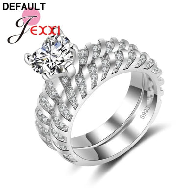 Wedding Engagement Ring Set For Women Fashion 925 Sterling Silver Crystal Rings Anniversary Finger Accessories Lady 7