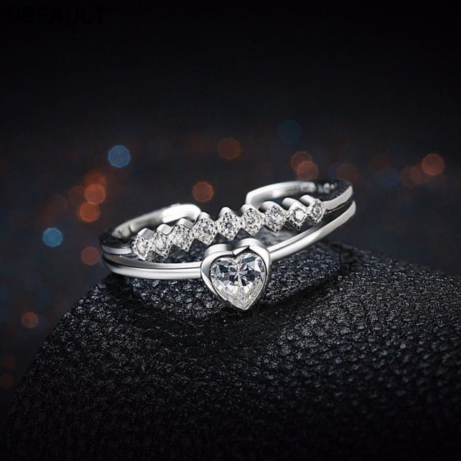 Wedding Jewelry 925 Sterling Silver Heart Zirconia Rings