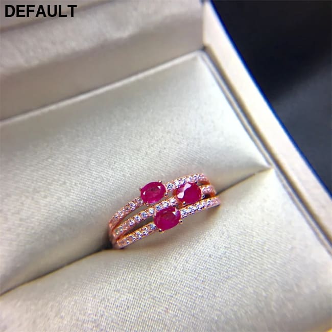 Wedding Ring for Women Real Pure 925 Sterling Silver Natural Ruby Genuine Gemstone Rose Gold Birthstone Engagement