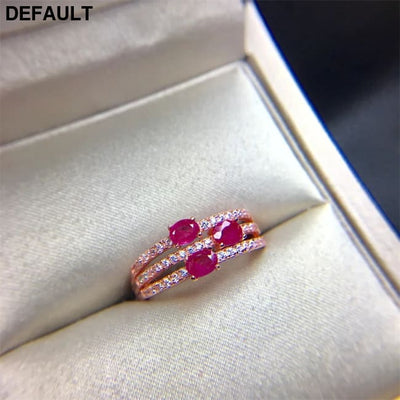 Wedding Ring for Women Real Pure 925 Sterling Silver Natural Ruby Genuine Gemstone Rose Gold Birthstone Engagement