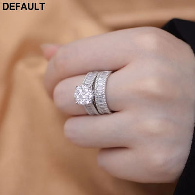 Wedding ring Set 925 silver jewelry wholesale fine Micro Inlaid Zircon Engagement Eternity Band rings women Rings Best