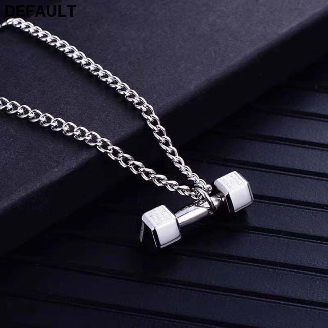 Weightlifting Barbell Pendant Necklace Stainless Steel Men Necklaces Sterling Silver Charms & Pendants
