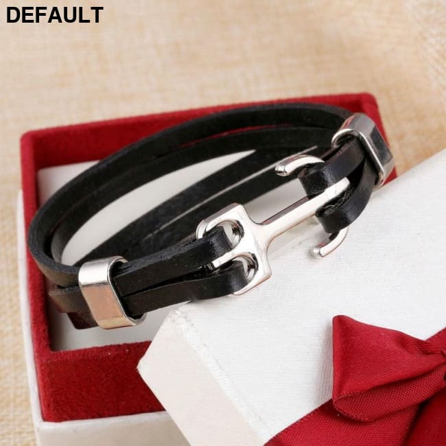 Wholesale Cuff braided Wrap Bracelet & Bangles Men Jewelry Pirate Genuine Leather Anchor Bracelets Vintage Men’s