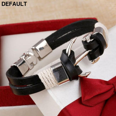 Wholesale Cuff braided Wrap Bracelet & Bangles Men Jewelry Pirate Genuine Leather Anchor Bracelets Vintage Men’s