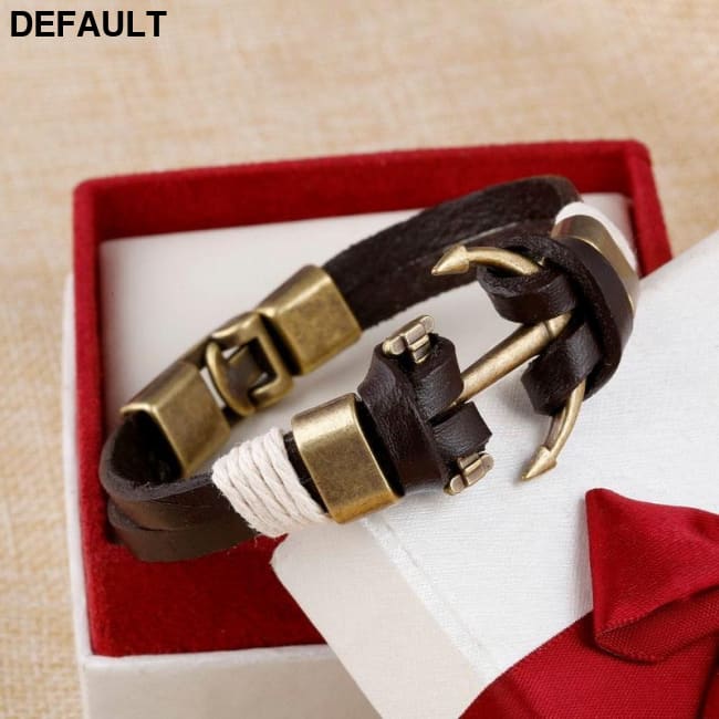 Wholesale Cuff braided Wrap Bracelet & Bangles Men Jewelry Pirate Genuine Leather Anchor Bracelets Vintage Men’s