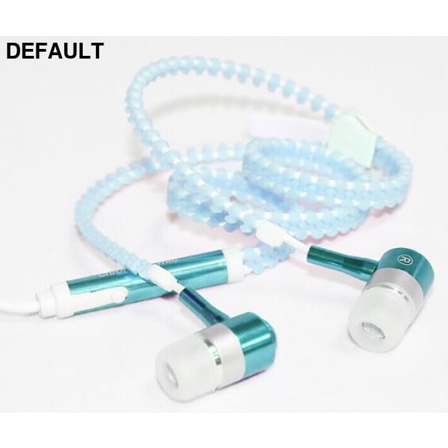 Wired earbuds Light Luminous Metal Zipper Earphone Glow Blue Electronics