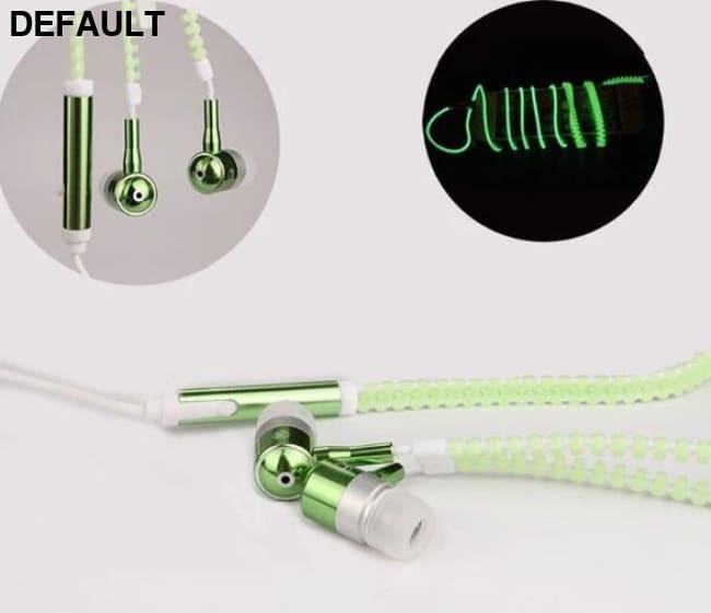 Wired earbuds Light Luminous Metal Zipper Earphone Glow In The Dark Hands Free Zipping Earhpones Earbuds Best Selling