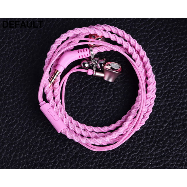 Wired Earphones Bracelet Type Hand Strap Pink Earbuds In-Ear Headphones