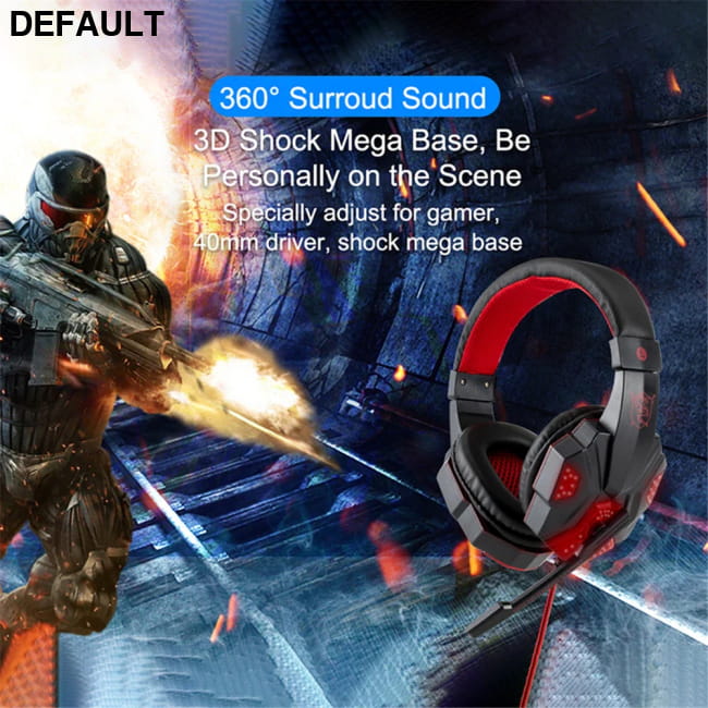 Wired Gaming Headphones With LED Light Noise-cancelling Blue Headsets