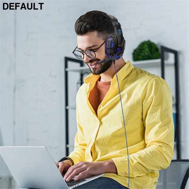 Wired Gaming Headphones With LED Light Noise-cancelling Blue Headsets